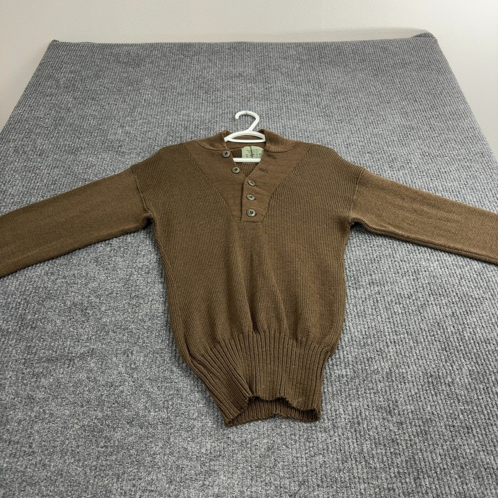Vintage US Military Sebo Knitwear Sweater Mens M Brown Wool Henley Gorpcore